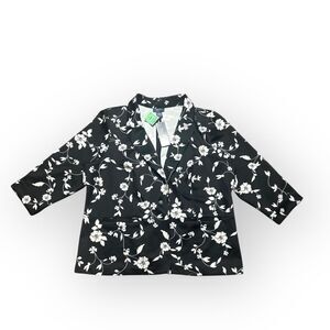 New York Clothing Company Blazer Womens 2X Black Floral Single Button Jacket